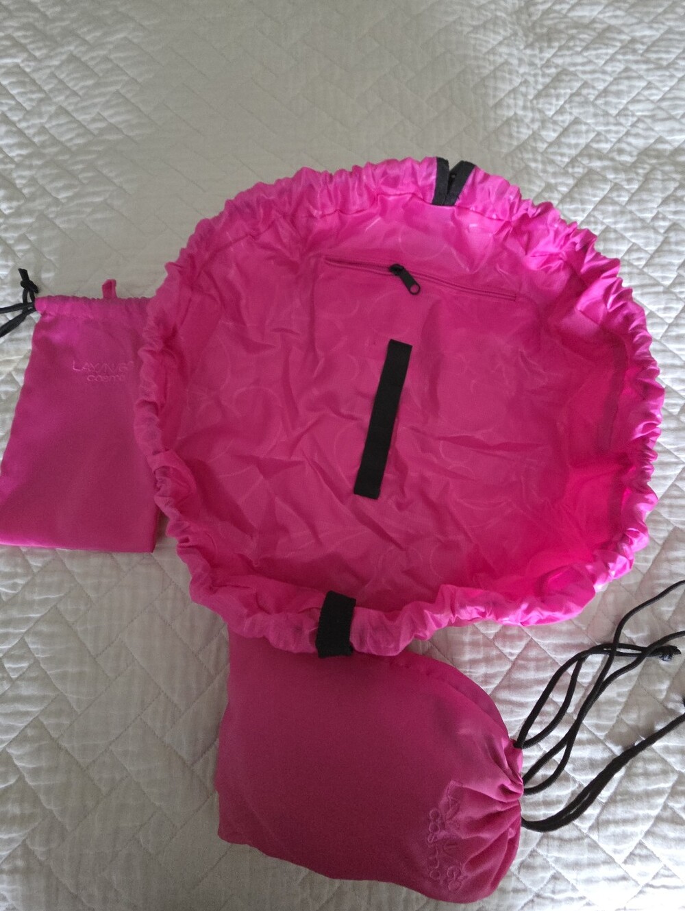 Drawstring Travel Makeup Bag - Bright Hot Pink